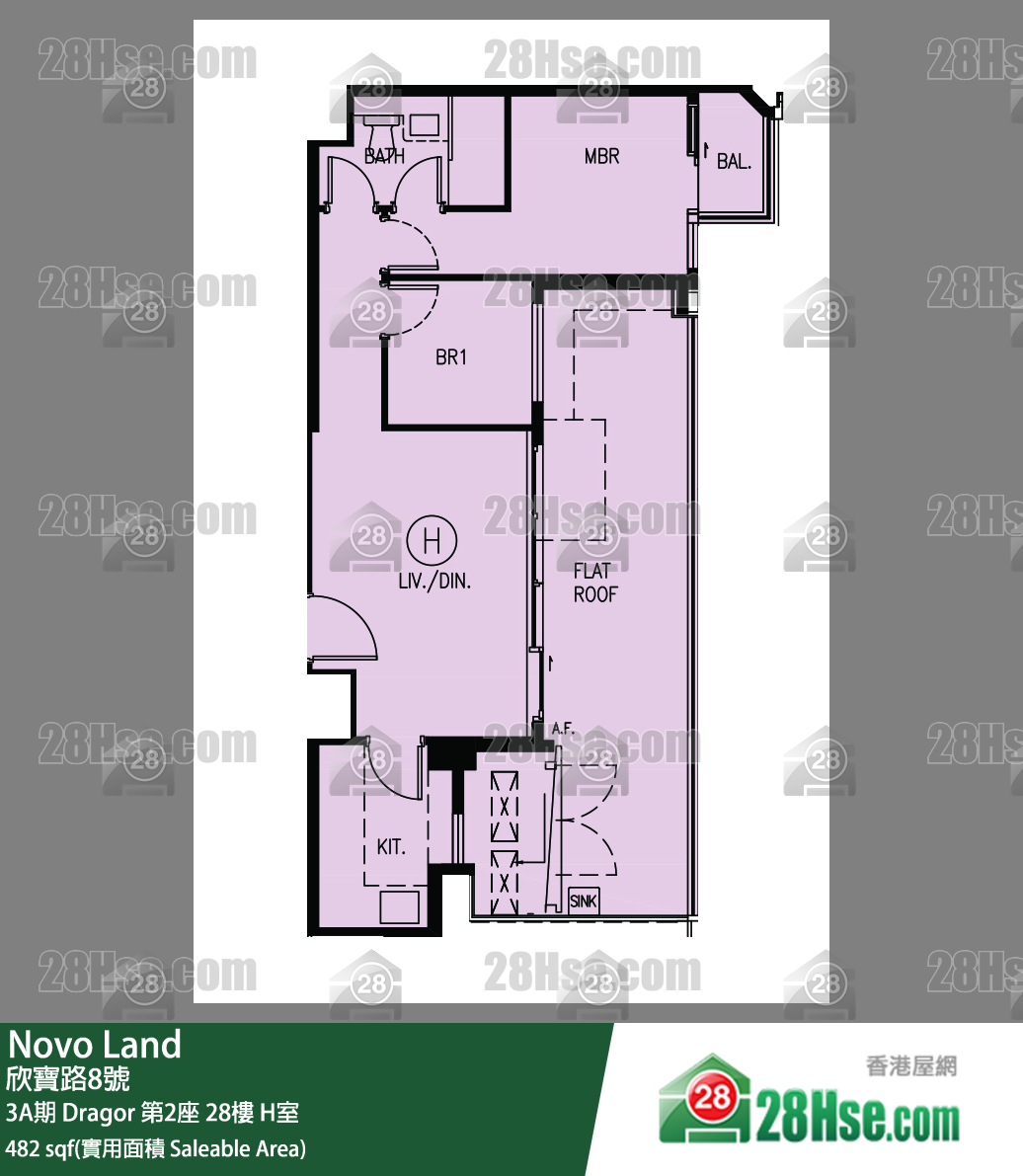 Novo Land 3A期Dragor 第2座28樓 H室 平面圖