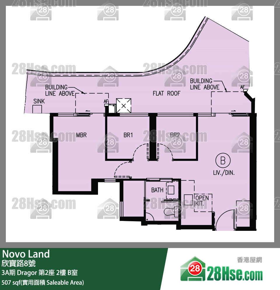 Novo Land 3A期Dragor 第2座2樓 B室 平面圖