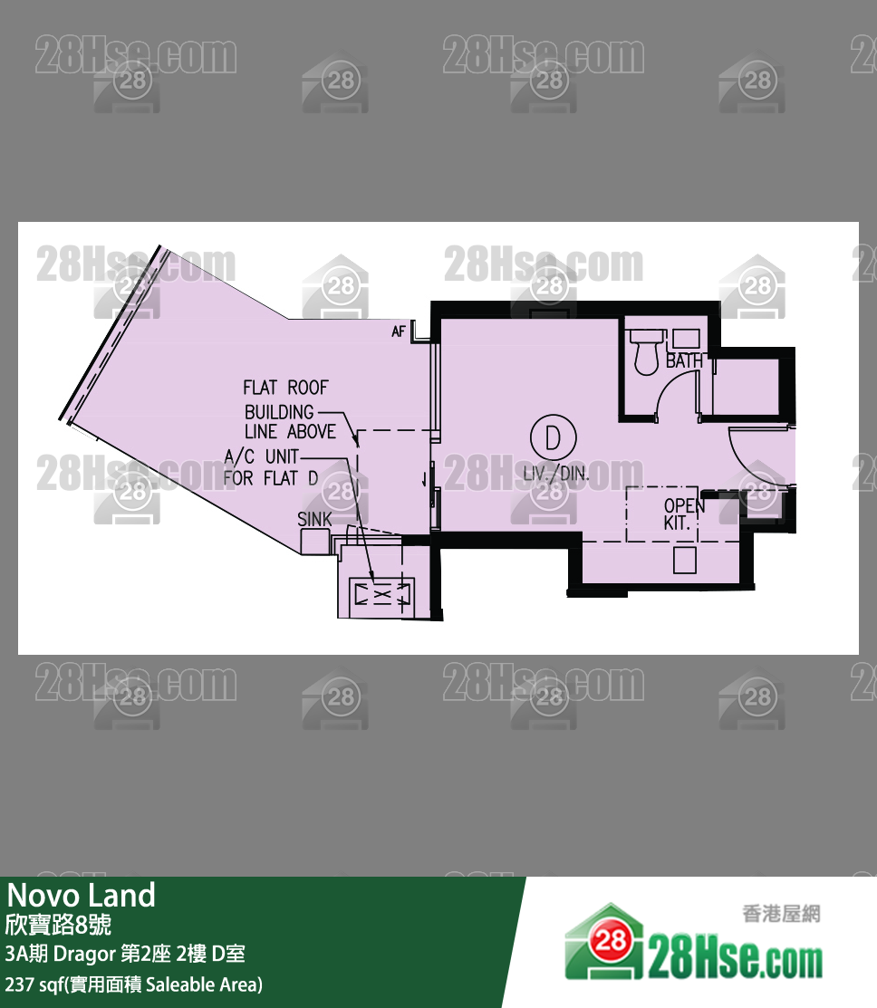 Novo Land 3A期 Dragor 第2座 2樓 D室 平面圖