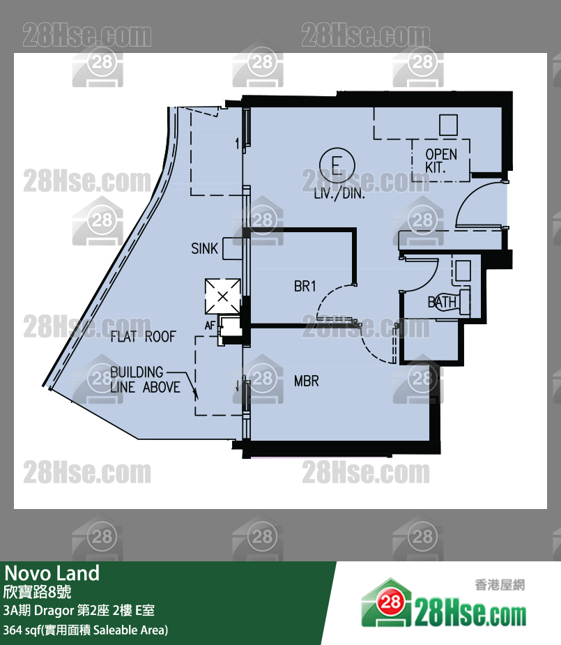 Novo Land 3A期 Dragor 第2座 2樓 E室 平面圖