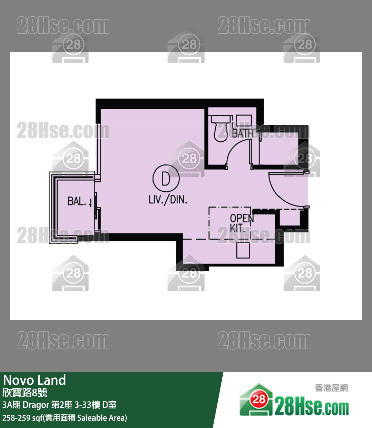 Novo Land 单位平面图(由 28Hse 提供) Novo Land 单位平面图(由 28Hse 提供)