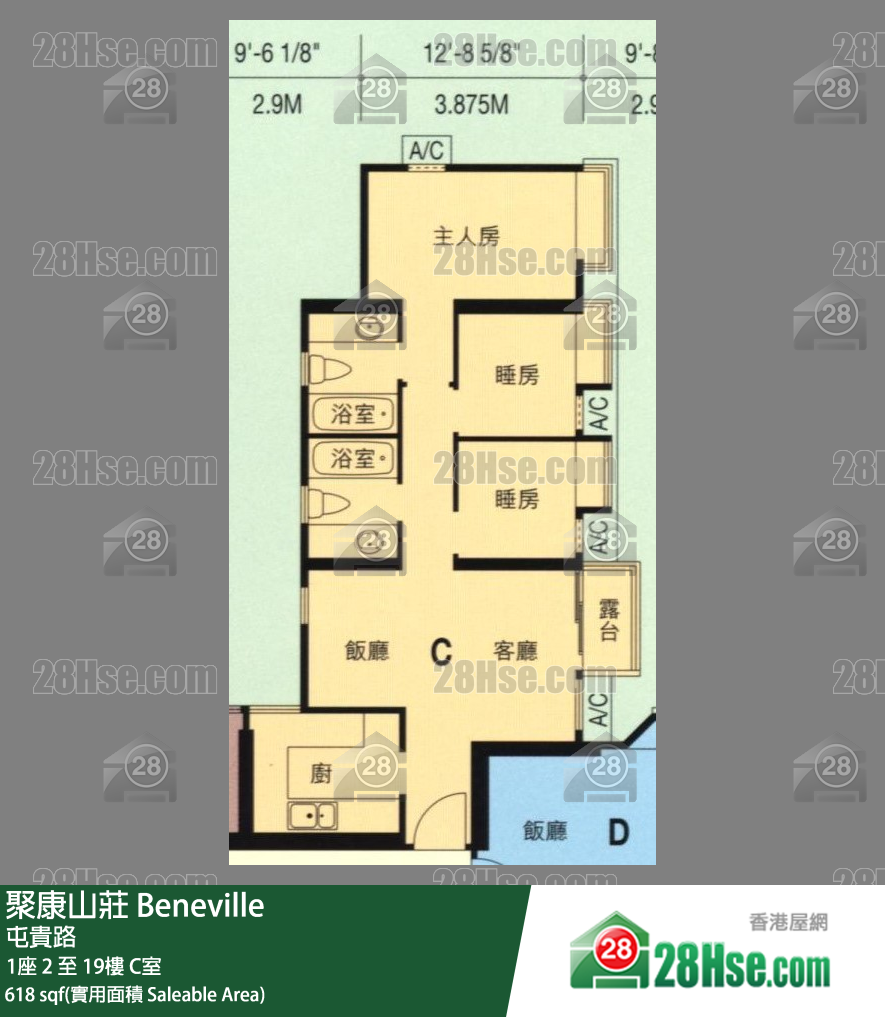聚康山庄 1座8楼 C室 平面图