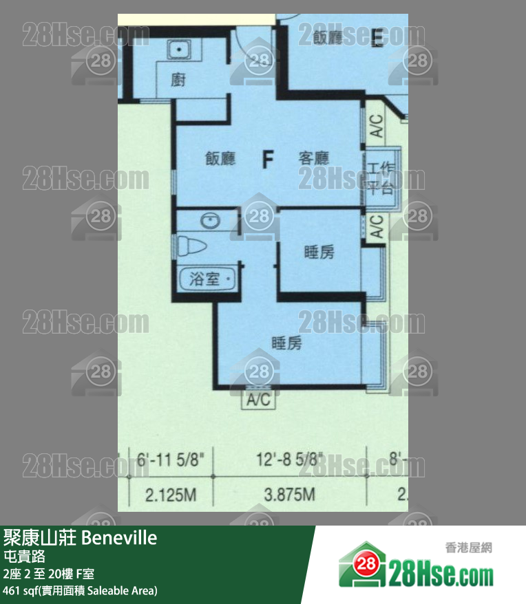 聚康山庄 2座3楼 F室 平面图