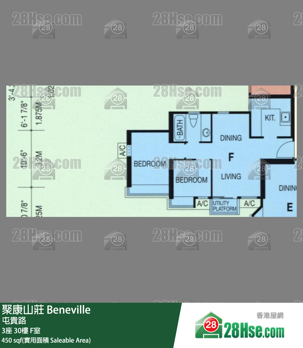 聚康山莊 3座30樓 F室 平面圖