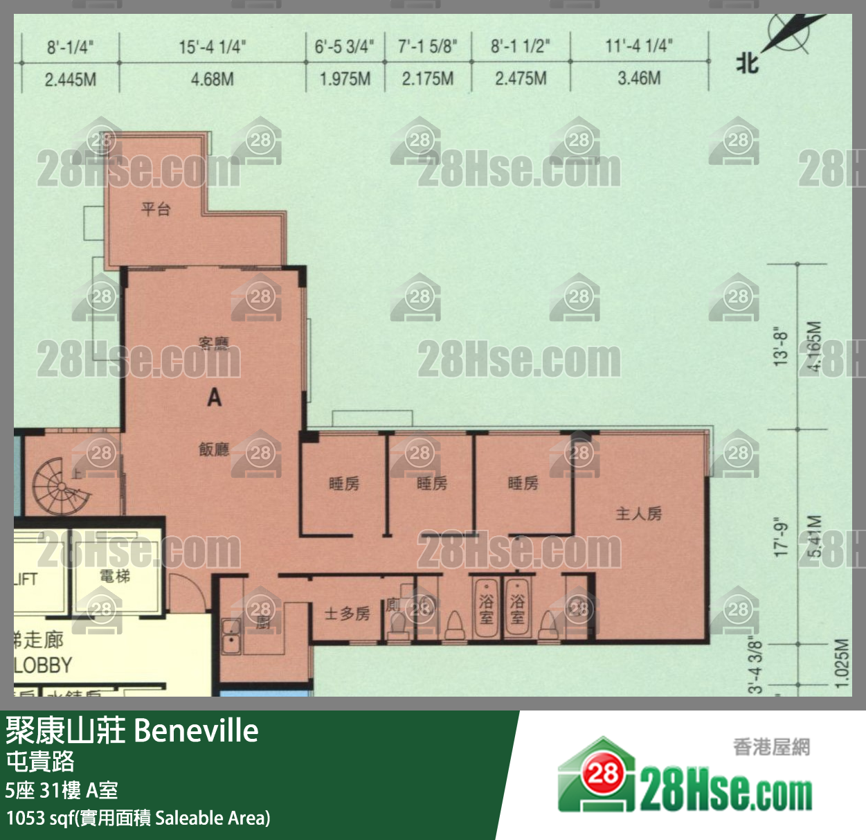 聚康山莊 5座 31樓 A室 平面圖