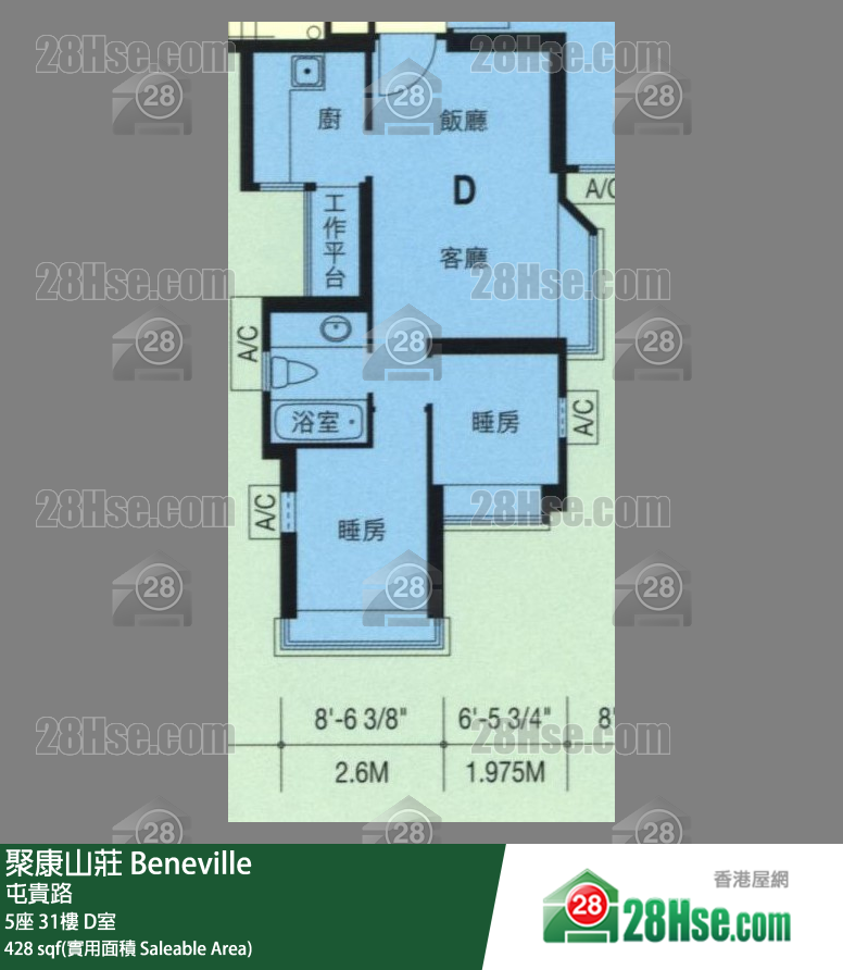 聚康山莊 5座31樓 D室 平面圖