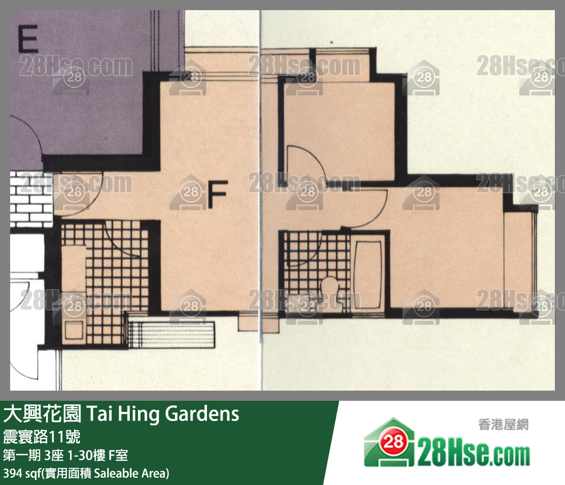 大興花園 第一期 3座 19樓 F室 平面圖