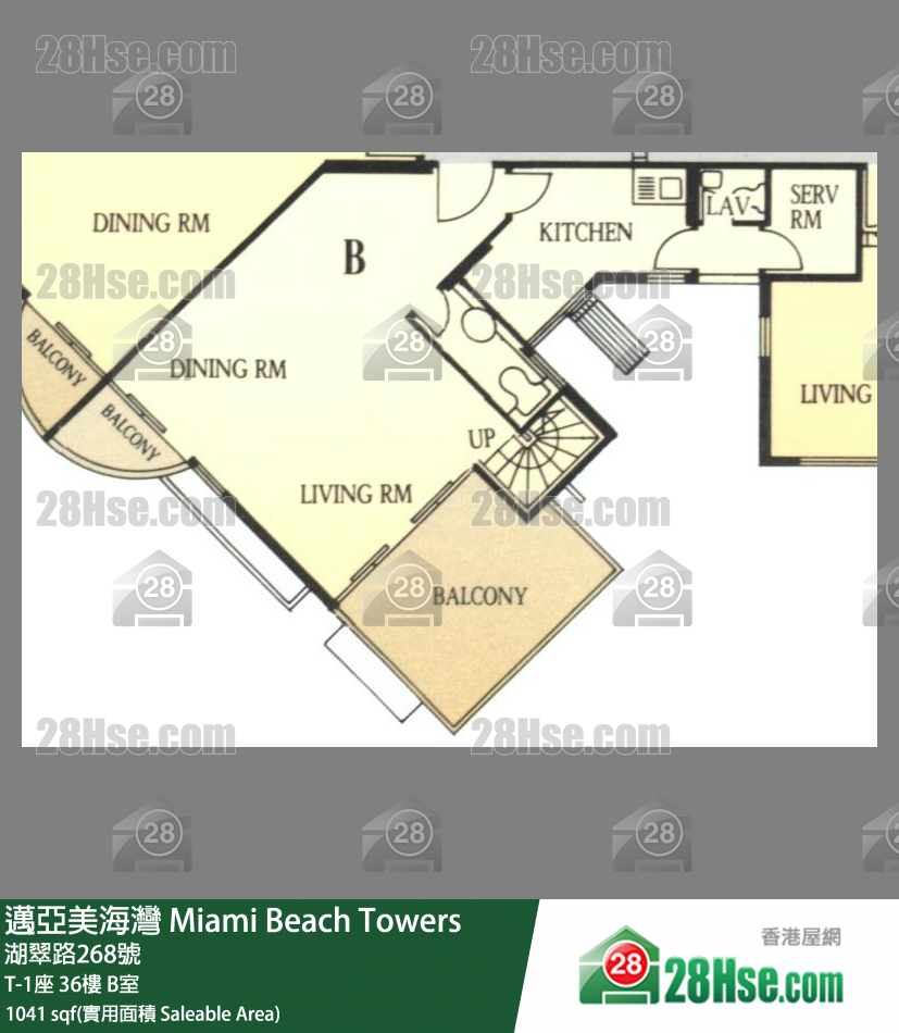 邁亞美海灣 T-1座36樓 B室 平面圖