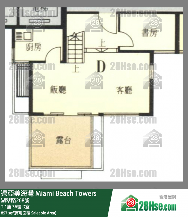 迈亚美海湾 T-1座36楼 D室 平面图