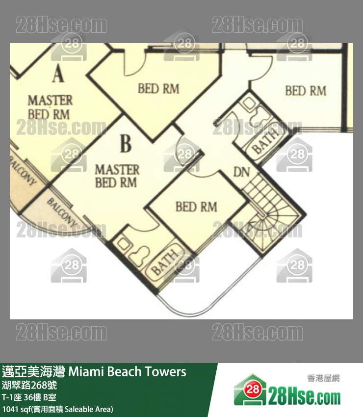 邁亞美海灣 T-1座36樓 B室 平面圖