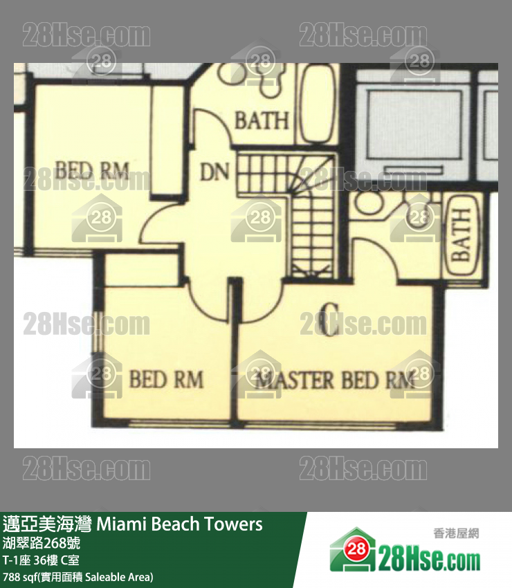 邁亞美海灣 T-1座36樓 C室 平面圖