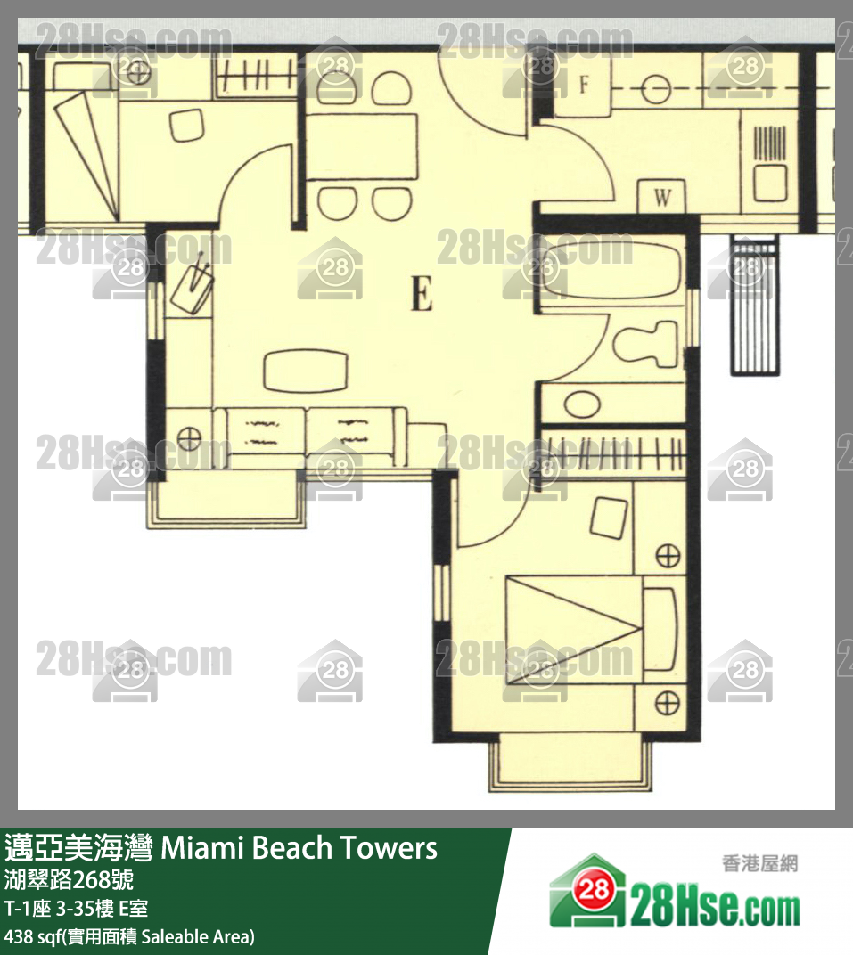 邁亞美海灣 T-1座25樓 E室 平面圖