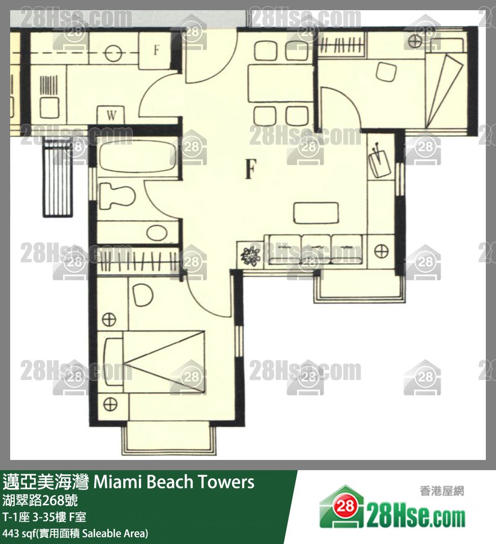邁亞美海灣 T-1座35樓 F室 平面圖