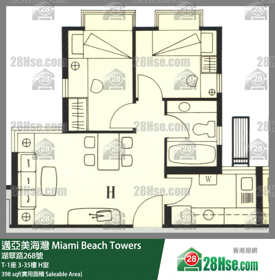 邁亞美海灣 T-1座27樓 H室 平面圖