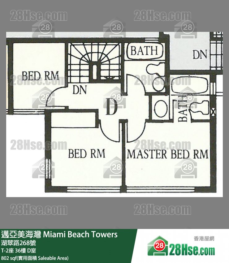 邁亞美海灣 T-2座36樓 D室 平面圖