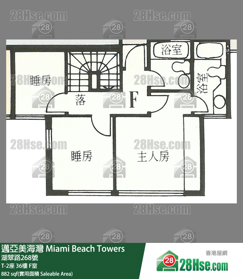 邁亞美海灣 T-2座36樓 F室 平面圖