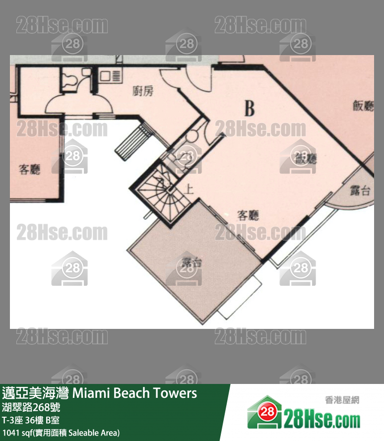 邁亞美海灣 T-3座 36樓 B室 平面圖