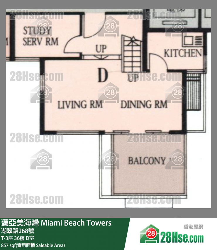 邁亞美海灣 T-3座36樓 D室 平面圖