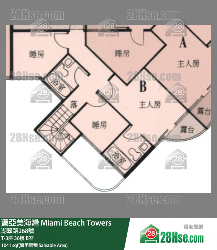 邁亞美海灣 T-3座 36樓 B室 平面圖