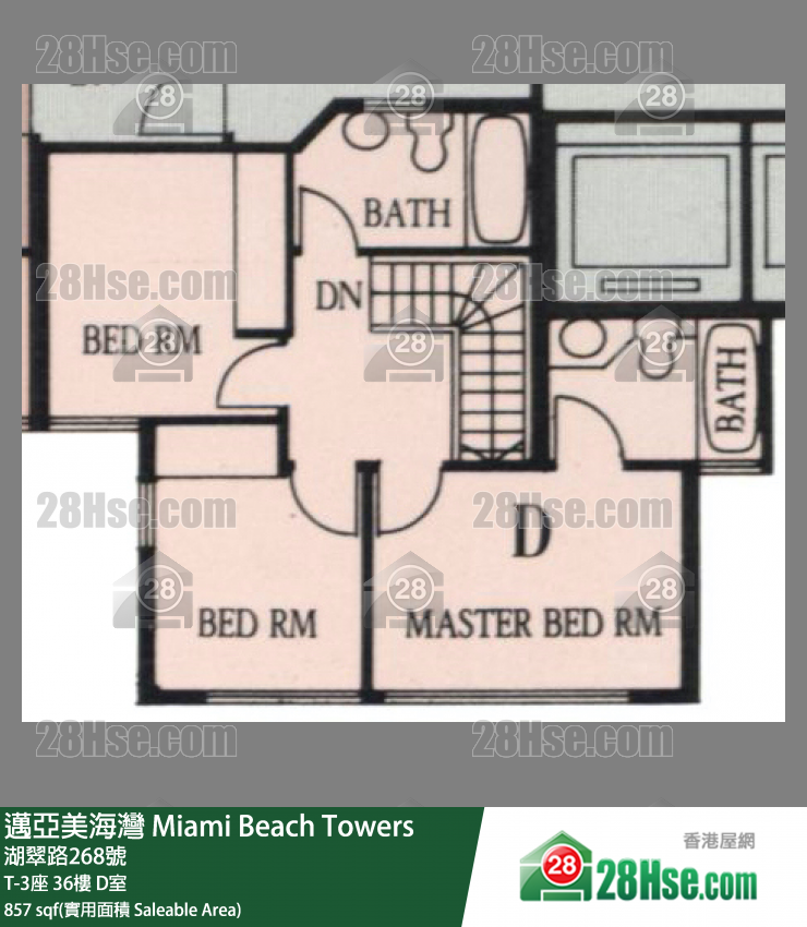 邁亞美海灣 T-3座36樓 D室 平面圖