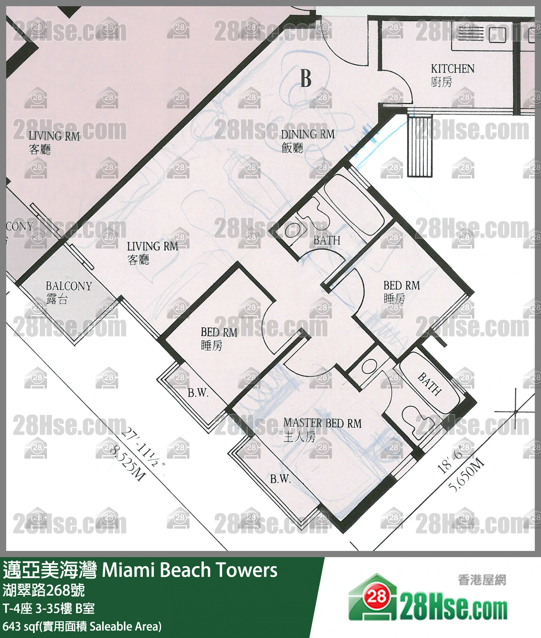邁亞美海灣 T-4座5樓 B室 平面圖