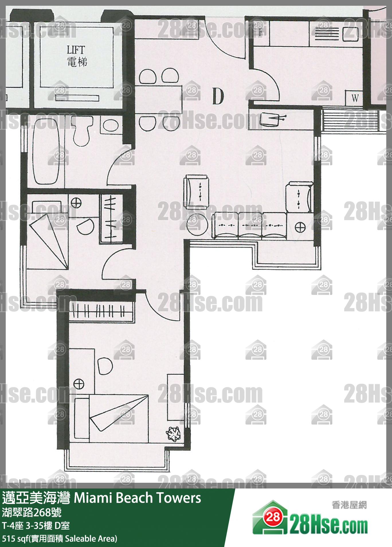 邁亞美海灣 T-4座 12樓 D室 平面圖