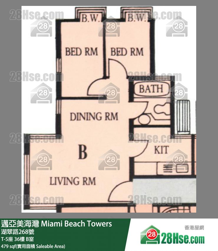 邁亞美海灣 T-5座36樓 B室 平面圖