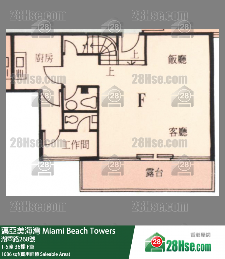 邁亞美海灣 T-5座36樓 F室 平面圖