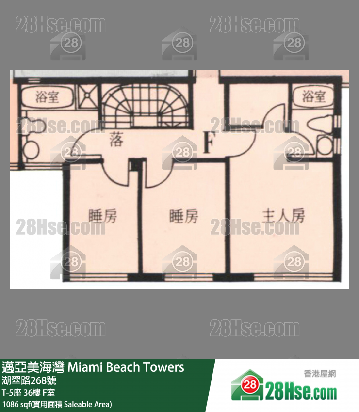 邁亞美海灣 T-5座36樓 F室 平面圖