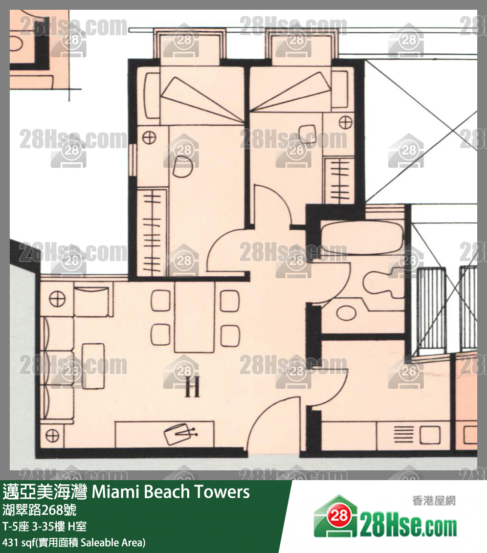 邁亞美海灣 T-5座6樓 H室 平面圖
