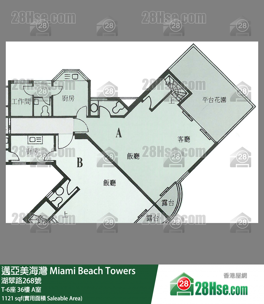 迈亚美海湾 T-6座36楼 A室 平面图