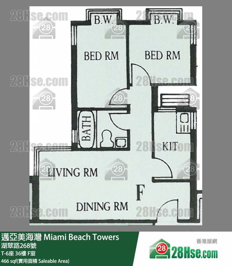 邁亞美海灣 T-6座36樓 F室 平面圖