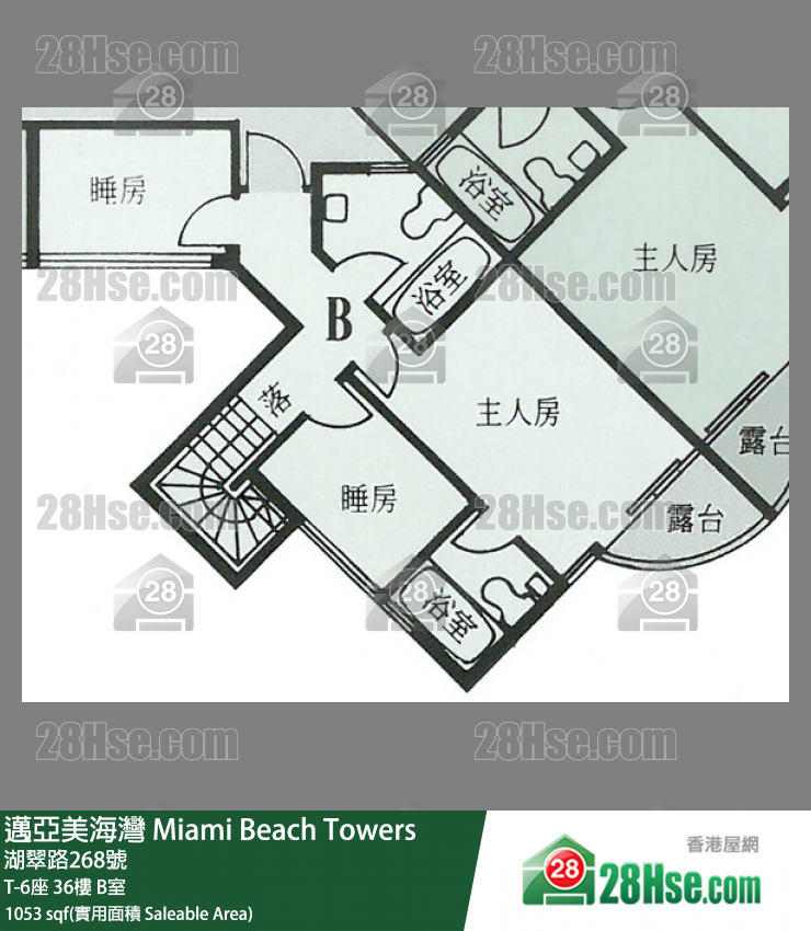 邁亞美海灣 T-6座36樓 B室 平面圖