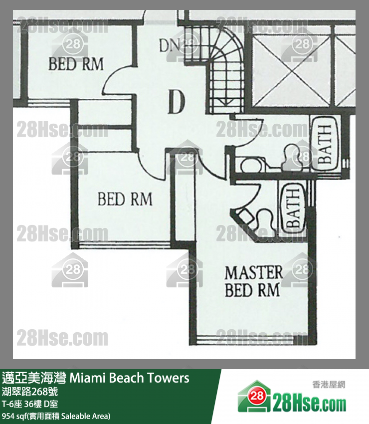 邁亞美海灣 T-6座36樓 D室 平面圖
