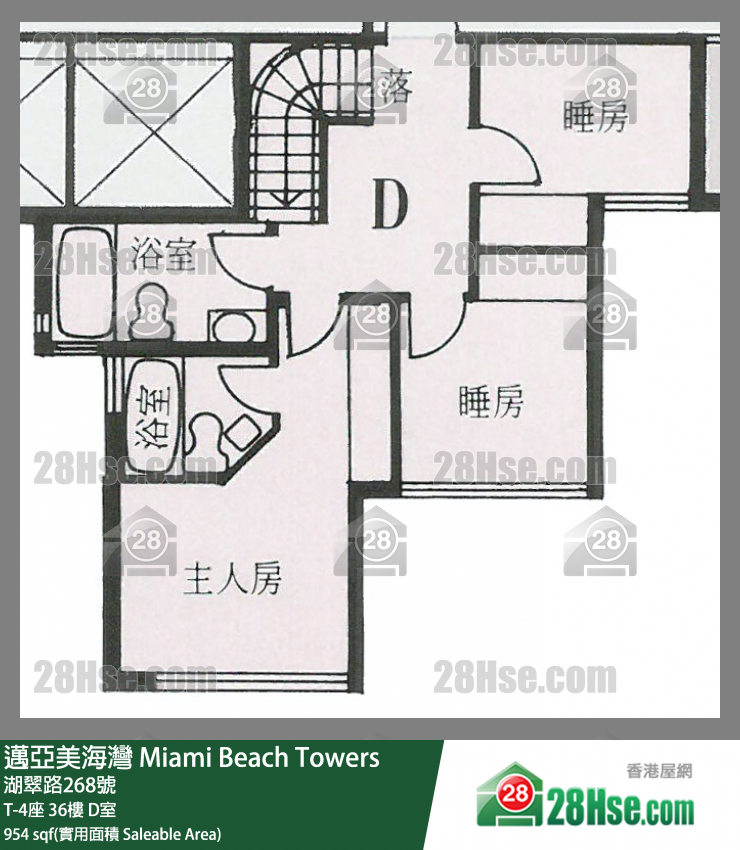 邁亞美海灣 T-4座36樓 D室 平面圖