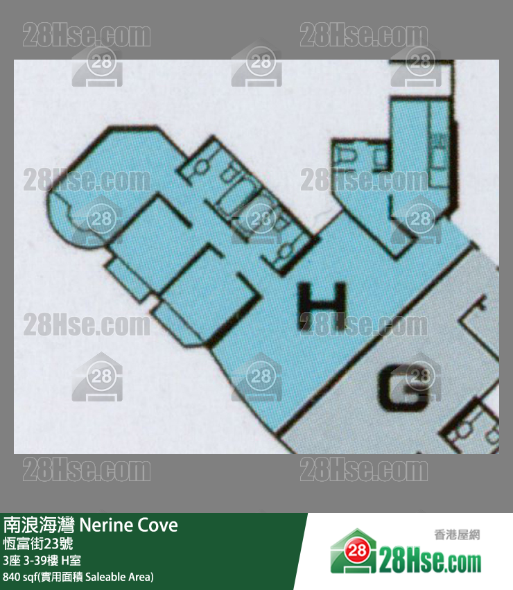 南浪海湾 3座23楼 H室 平面图