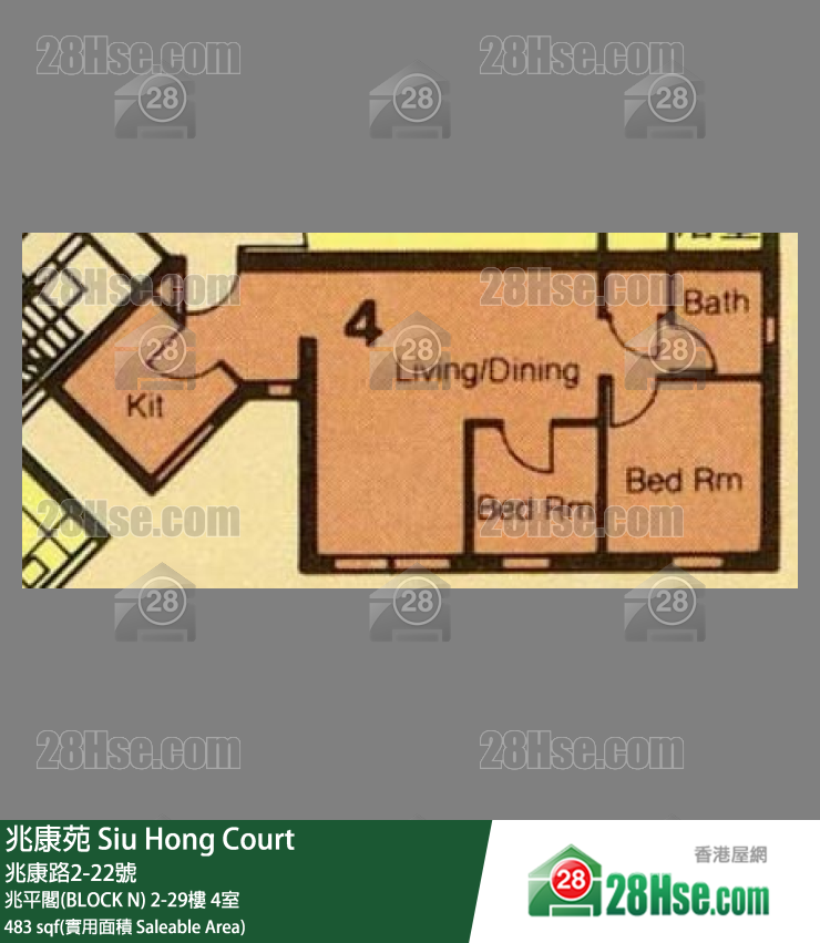 兆康苑 兆平閣(BLOCK N)19樓 4室 平面圖