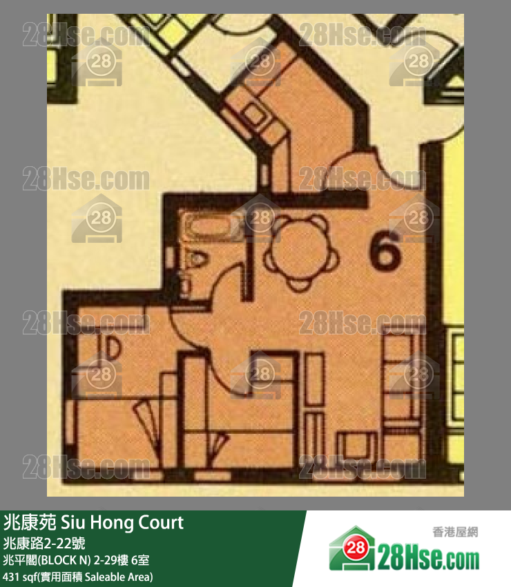 兆康苑 兆平閣(BLOCK N)22樓 6室 平面圖