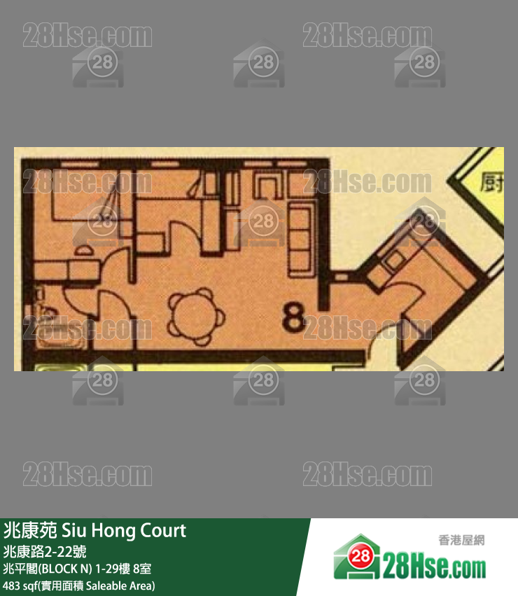 兆康苑 兆平閣(BLOCK N)23樓 8室 平面圖