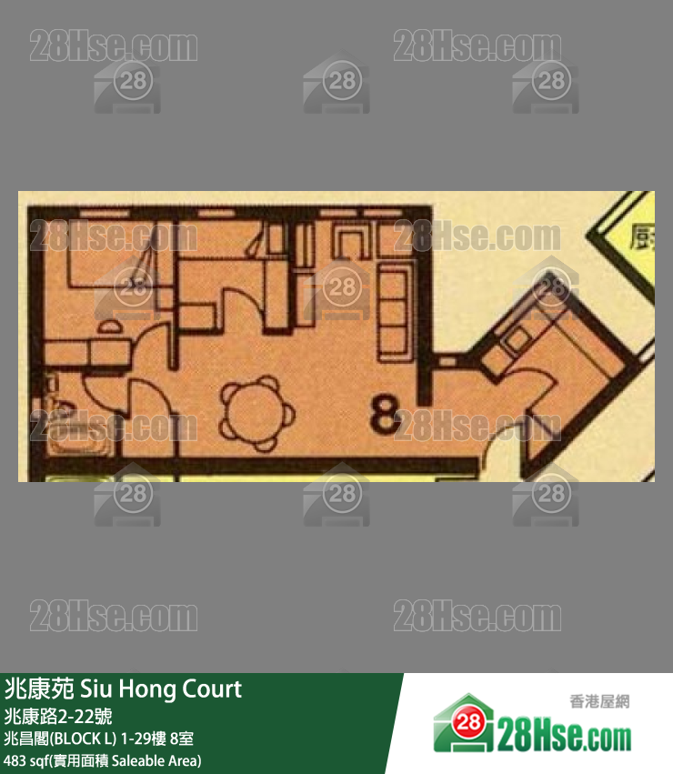 兆康苑 兆昌閣(BLOCK L)21樓 8室 平面圖