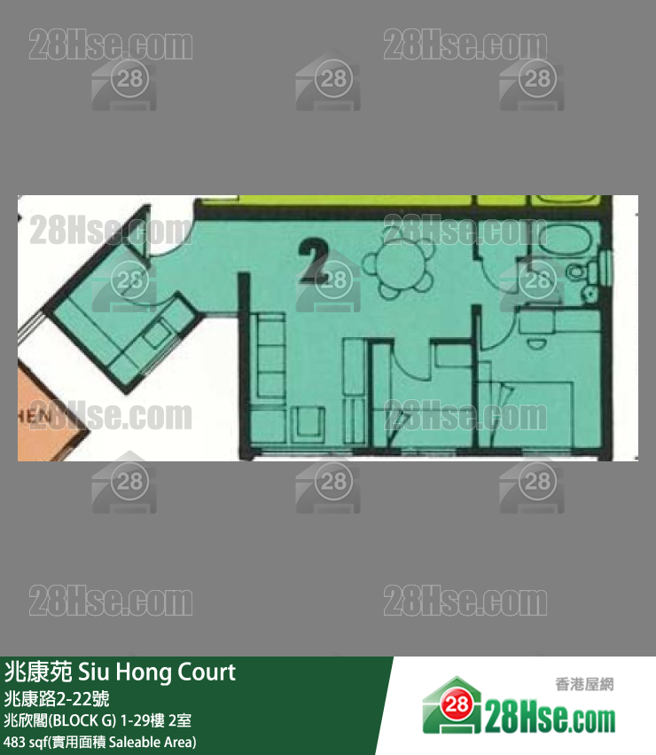 兆康苑 兆欣閣(BLOCK G)12樓 2室 平面圖