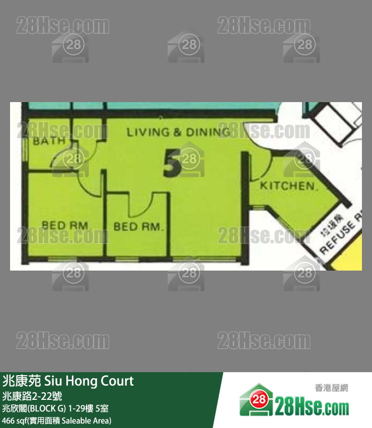 兆康苑 兆欣閣(BLOCK G) 7樓 5室 平面圖