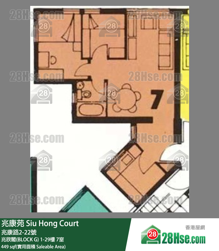 兆康苑 兆欣閣(BLOCK G)4樓 7室 平面圖