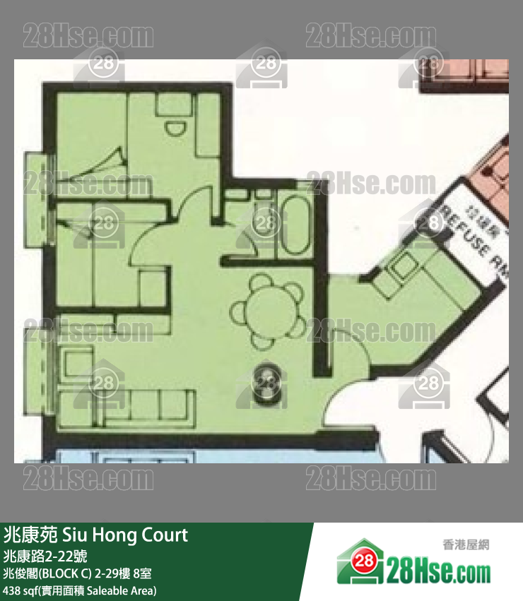 兆康苑 兆俊閣(BLOCK C)21樓 8室 平面圖