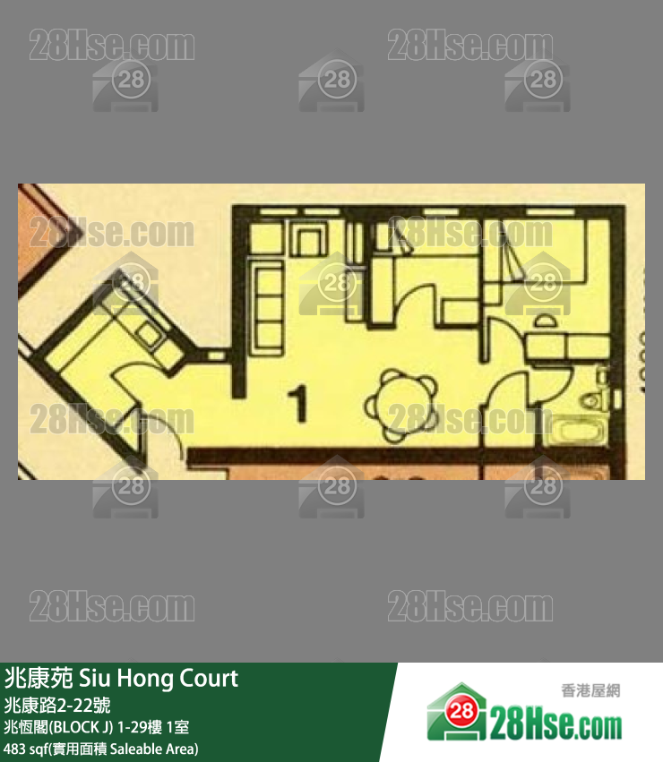 兆康苑 兆恆閣(BLOCK J)7樓 1室 平面圖