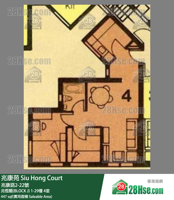 兆康苑 兆恆閣(BLOCK J)24樓 4室 平面圖