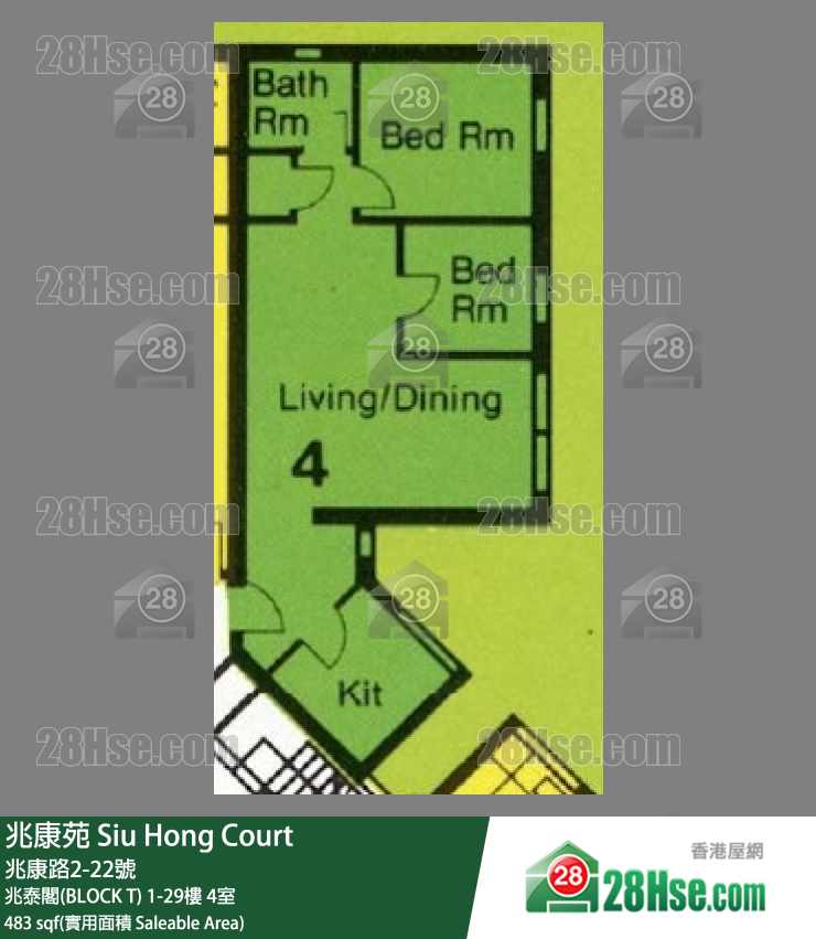 兆康苑 兆泰閣(BLOCK T)7樓 4室 平面圖