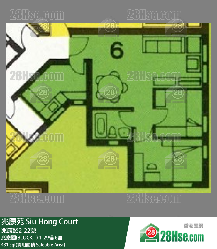 兆康苑 兆泰閣(BLOCK T) 4樓 6室 平面圖