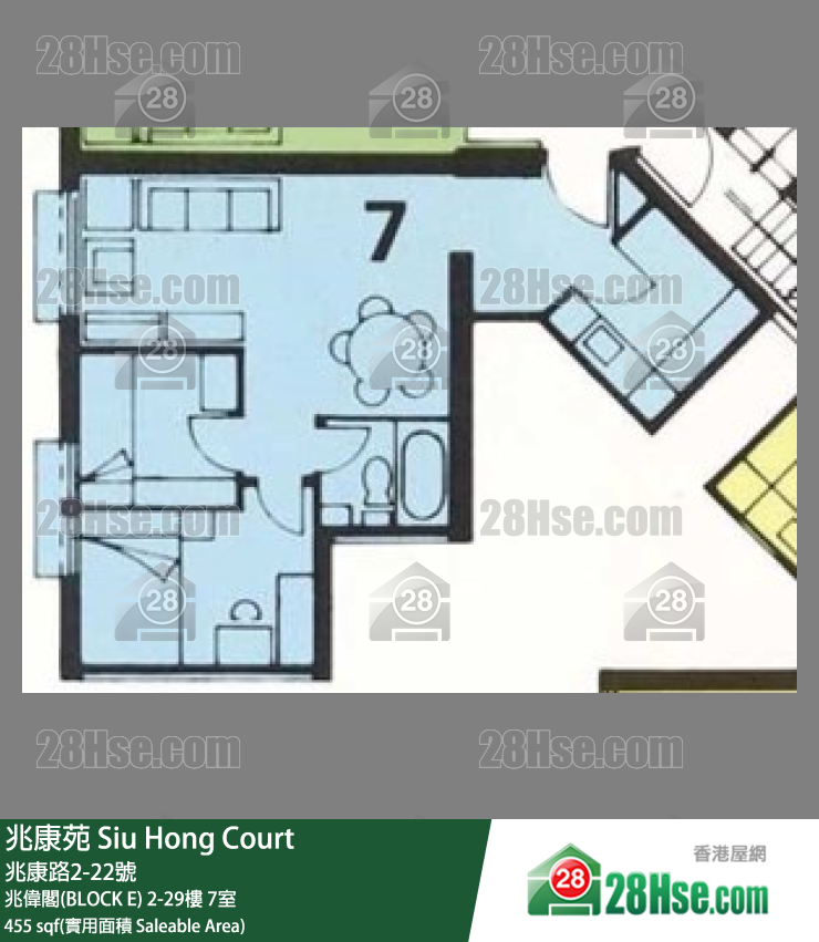 兆康苑 兆偉閣(BLOCK E) 29樓 7室 平面圖