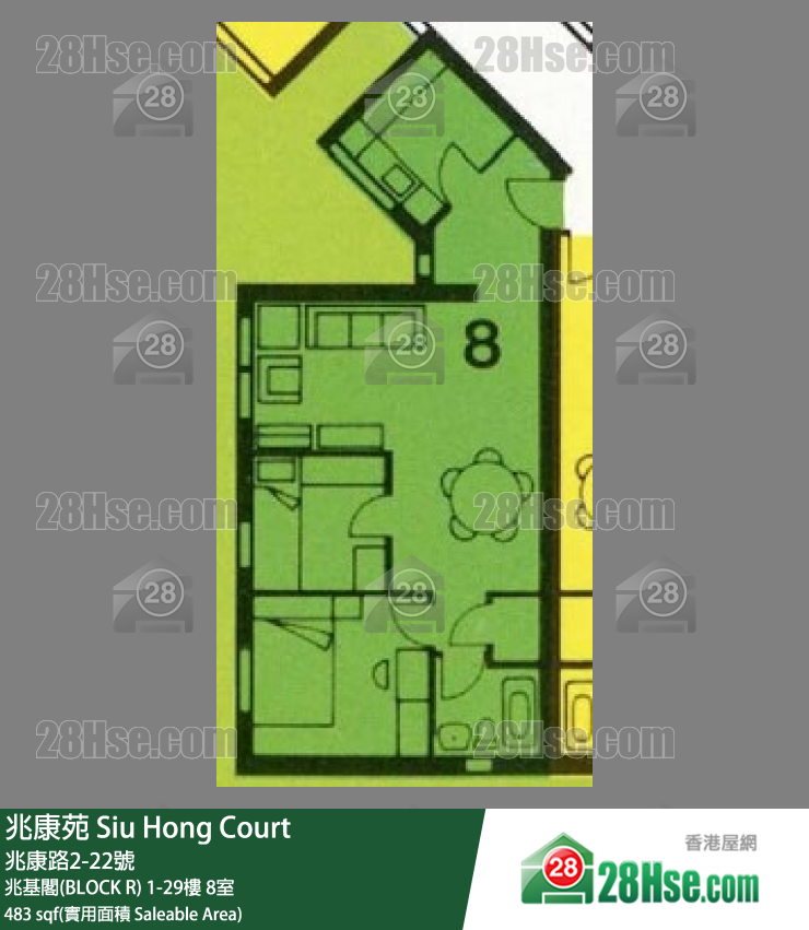 兆康苑 兆基閣(BLOCK R)16樓 8室 平面圖